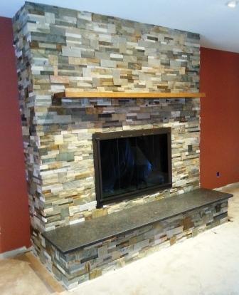 Stack stone fireplace comp